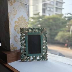 Floral design Wooden Carved Table Photo Frames "Green" for table and pedestal decor